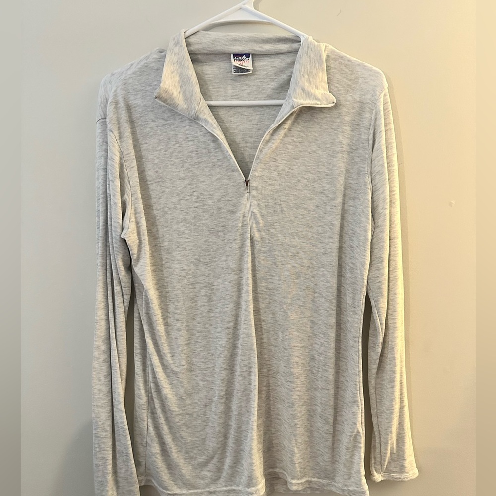 Patagonia Men's Vintage Capilene 1/4 Zip Baselayer light gray pullover size M